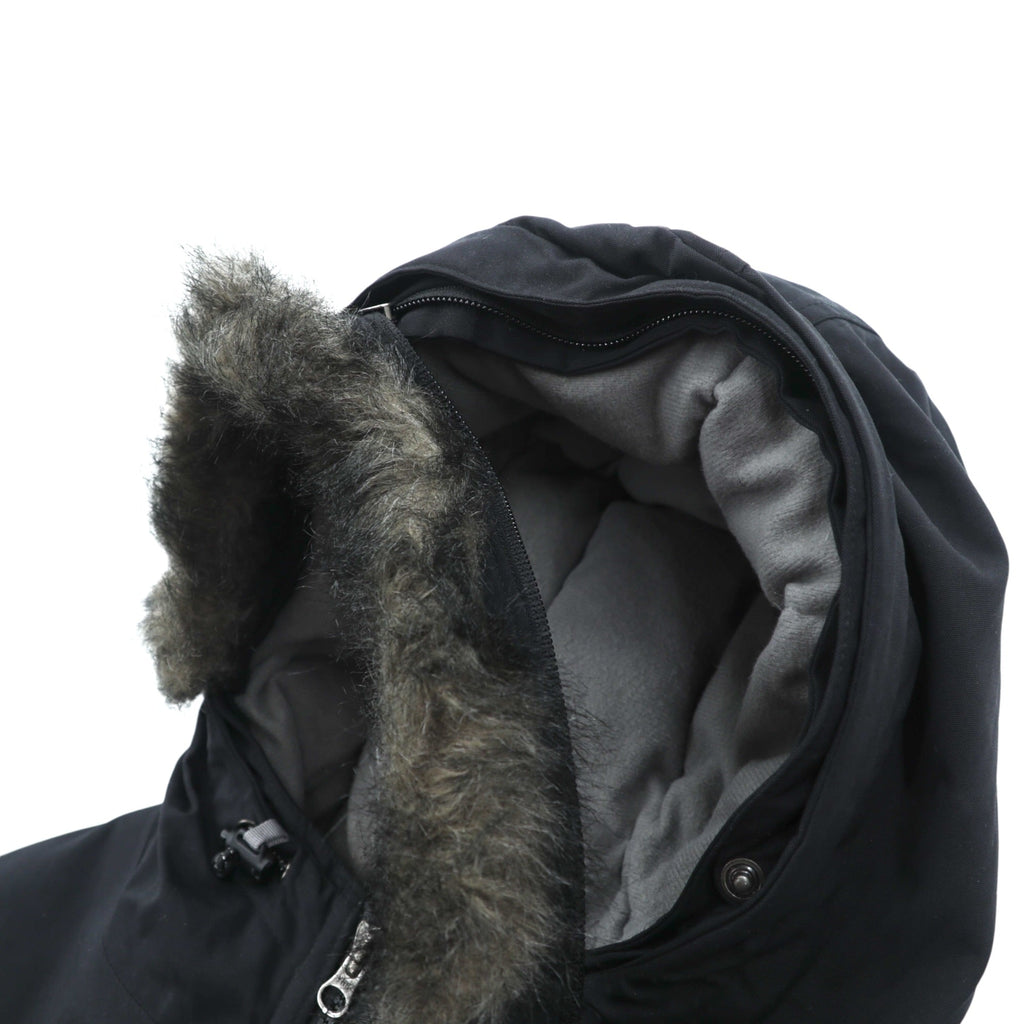 Eddie Bauer Premium Goose Down Jacket, 2XL, Black, with Detachable Fur Drawcord
