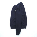 LACOSTE オーガニックコットン クルーネック ニット セーター M ネイビー REGULAR FIT ワンポイントロゴ AH1985