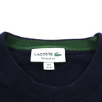 LACOSTE オーガニックコットン クルーネック ニット セーター M ネイビー REGULAR FIT ワンポイントロゴ AH1985