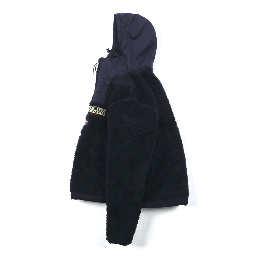 NAPAPIJRI Half Zip Anorak Hoodie Sherpa Fleece Jacket L Navy Drawcord Teide N0Y13M