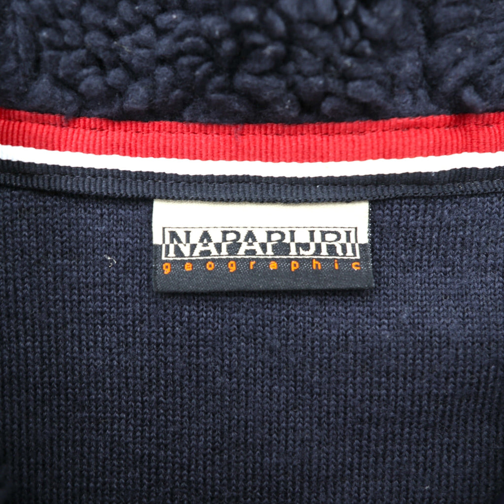 NAPAPIJRI Half Zip Anorak Hoodie Sherpa Fleece Jacket L Navy Drawcord Teide N0Y13M