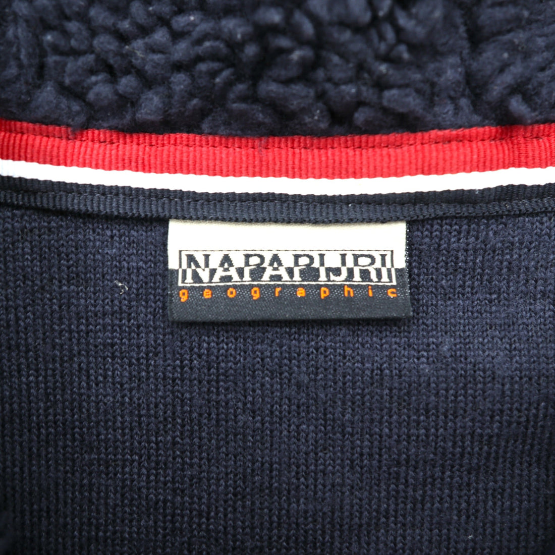 NAPAPIJRI Half Zip Anorak Hoodie Sherpa Fleece Jacket L Navy Drawcord Teide N0Y13M