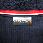 NAPAPIJRI Half Zip Anorak Hoodie Sherpa Fleece Jacket L Navy Drawcord Teide N0Y13M