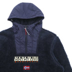 NAPAPIJRI Half Zip Anorak Hoodie Sherpa Fleece Jacket L Navy Drawcord Teide N0Y13M