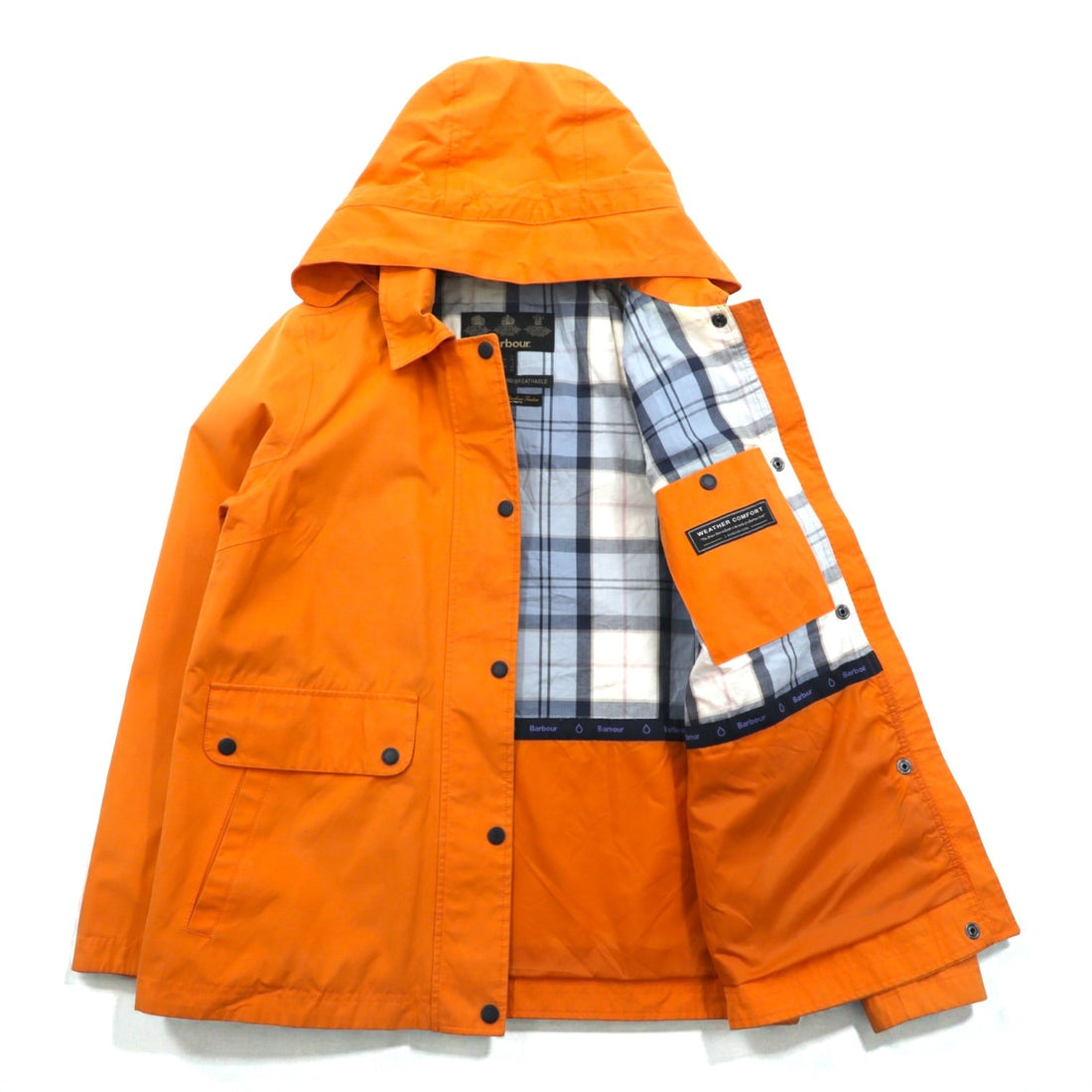 Barbour フード着脱式 ナイロンジャケット マウンテンパーカー M オレンジ 防水 トラモンタン TRAMONTANE JACKET WEATHER COMFORT LWB0529OR53