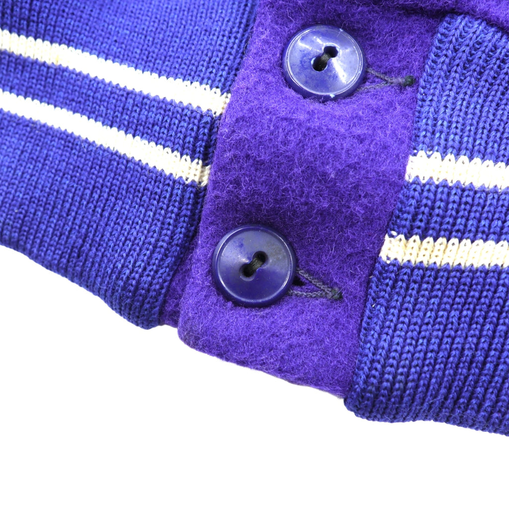 40年代 Vintage LOWE & CAMPBELL 袖レザー切り替え ボタスタ スタジャン L ブルー ウール