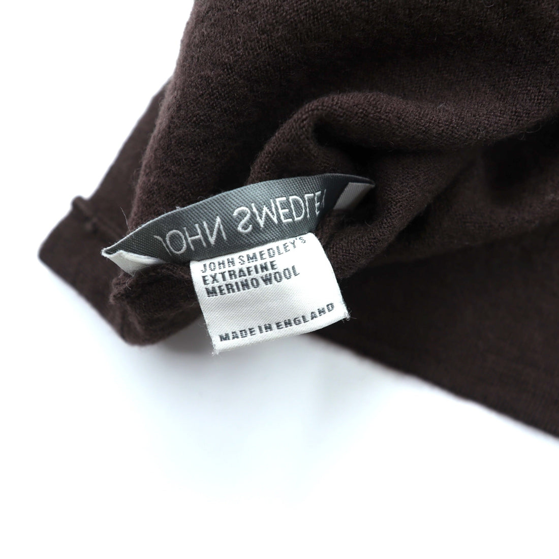 JOHN SMEDLEY England Made Extra Fine Merino Wool Turtleneck Sweater M Brown