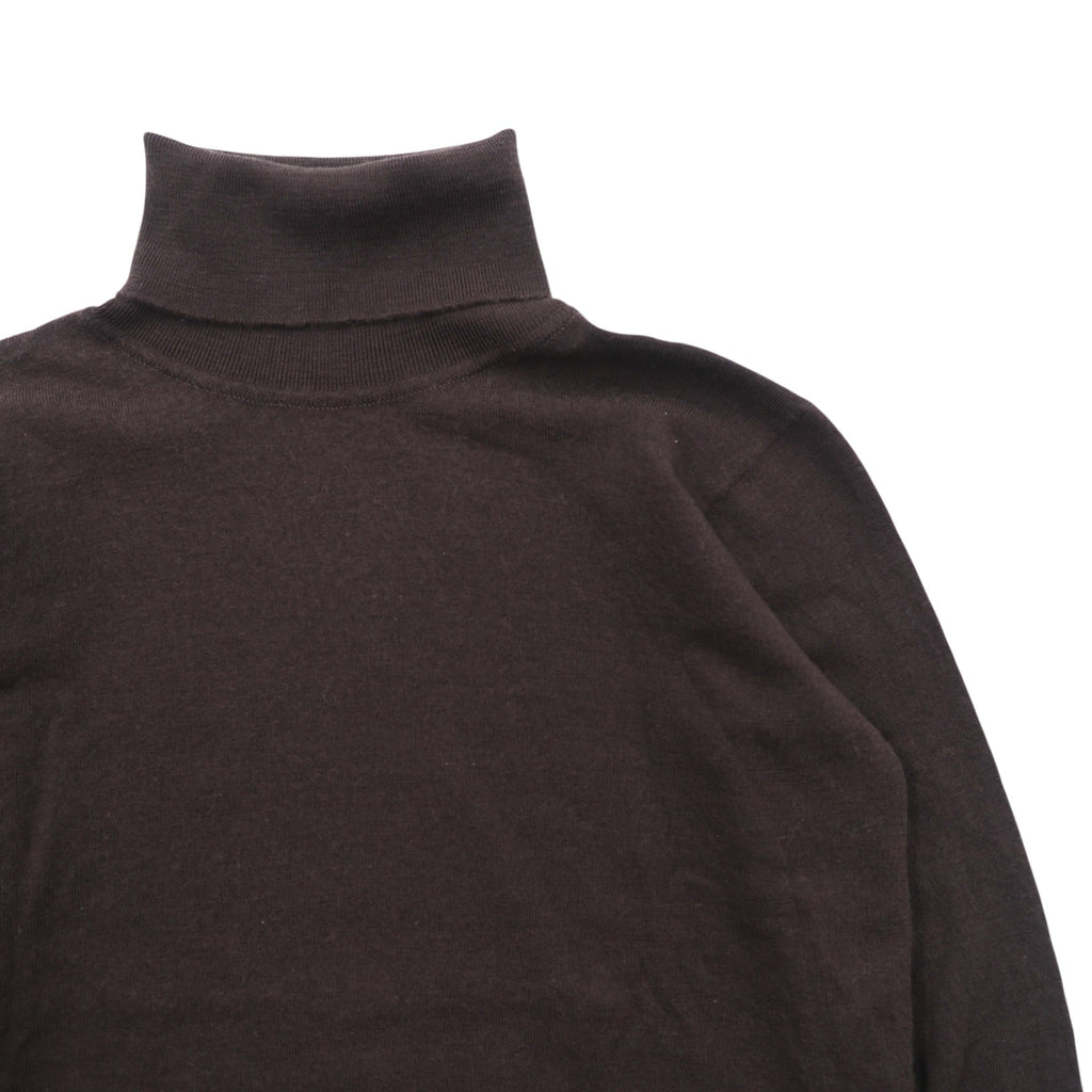 JOHN SMEDLEY England Made Extra Fine Merino Wool Turtleneck Sweater M Brown
