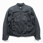 HARLEY DAVIDSON Single Riders Jacket L Black Genuine Leather Back Logo Embossed