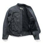 HARLEY DAVIDSON Single Riders Jacket L Black Genuine Leather Back Logo Embossed