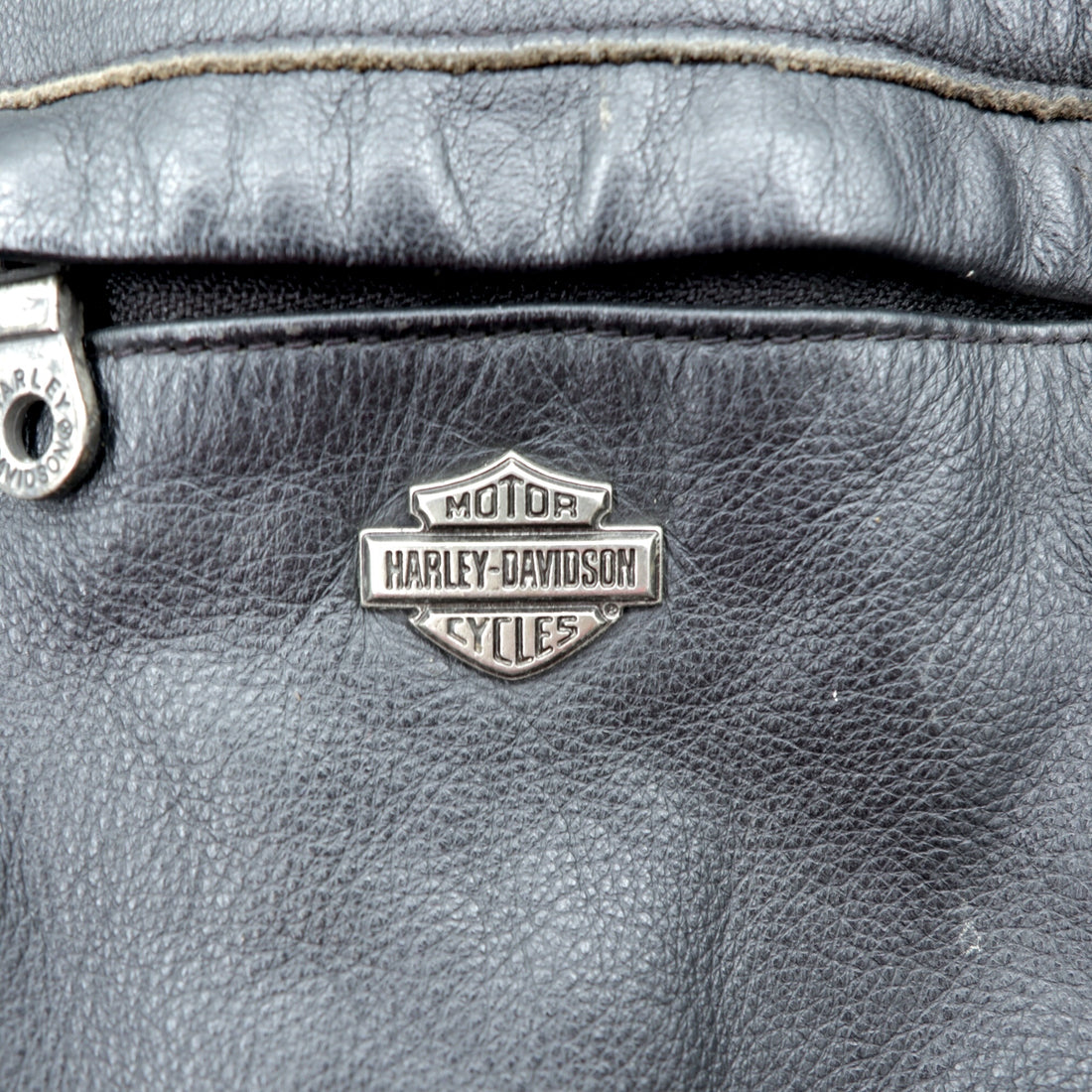 HARLEY DAVIDSON Single Riders Jacket L Black Genuine Leather Back Logo Embossed