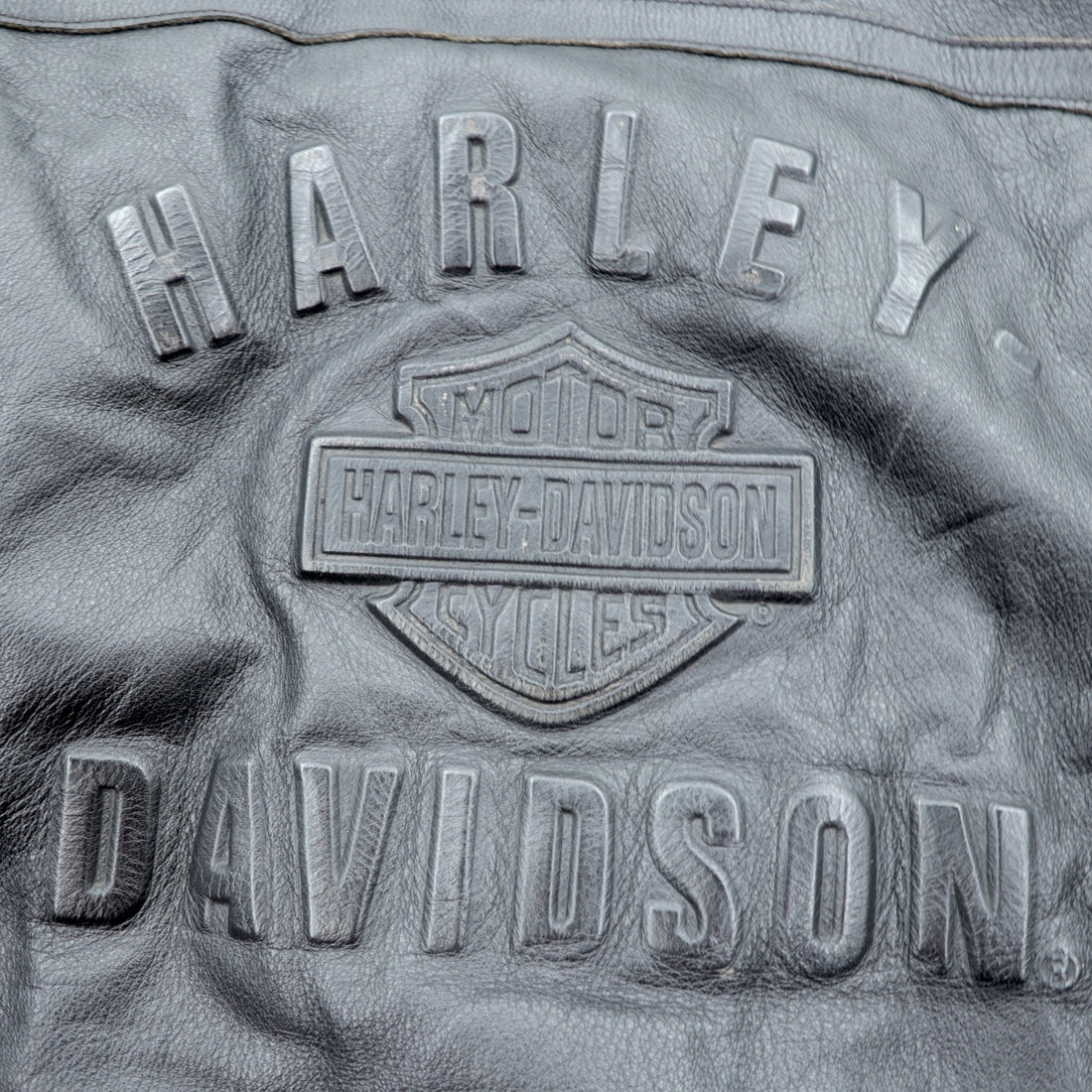 HARLEY DAVIDSON Single Riders Jacket L Black Genuine Leather Back Logo Embossed