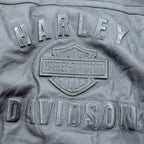 HARLEY DAVIDSON Single Riders Jacket L Black Genuine Leather Back Logo Embossed