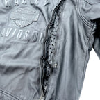 HARLEY DAVIDSON Single Riders Jacket L Black Genuine Leather Back Logo Embossed