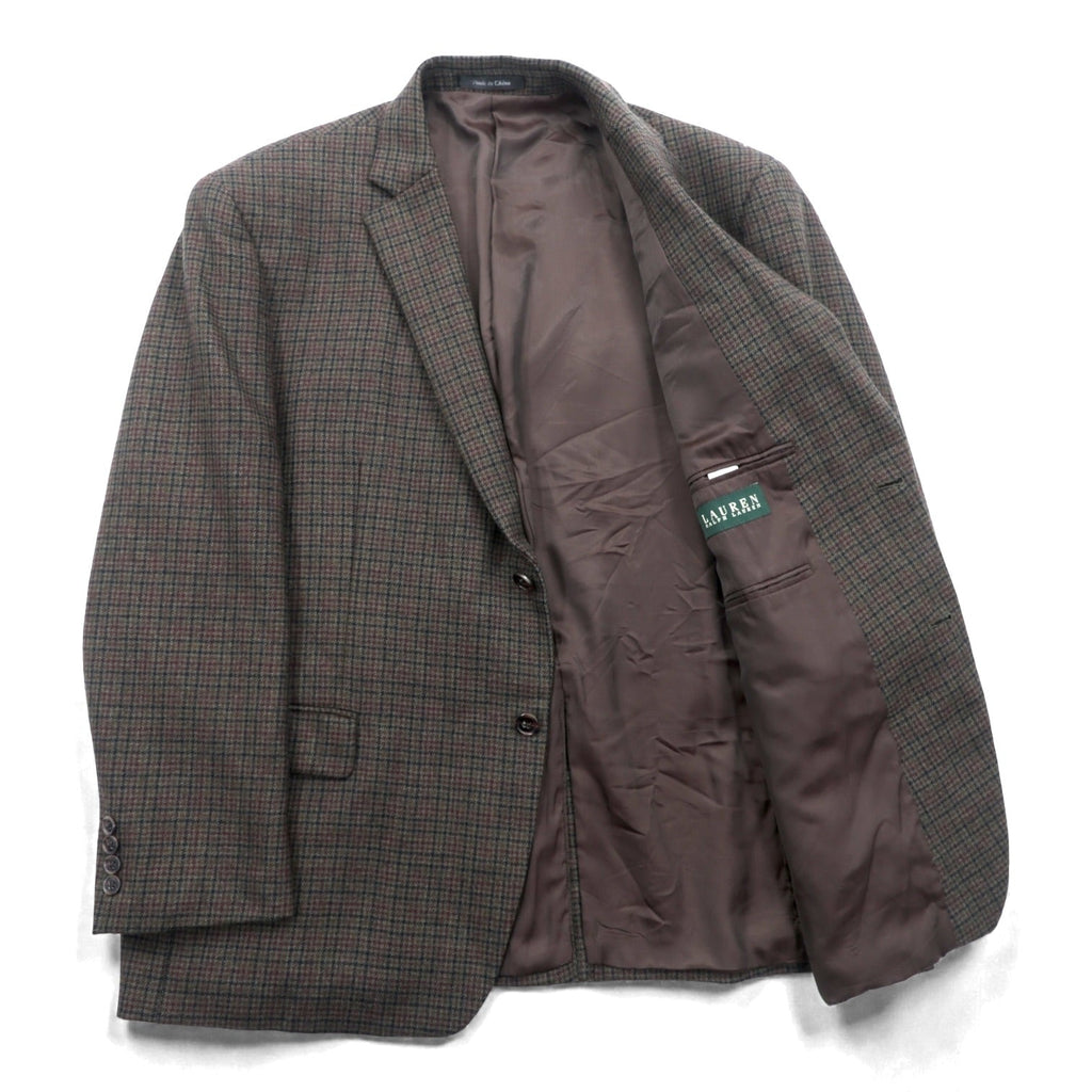 LAUREN RALPH 2B Tailored Jacket XL Brown Wool Check