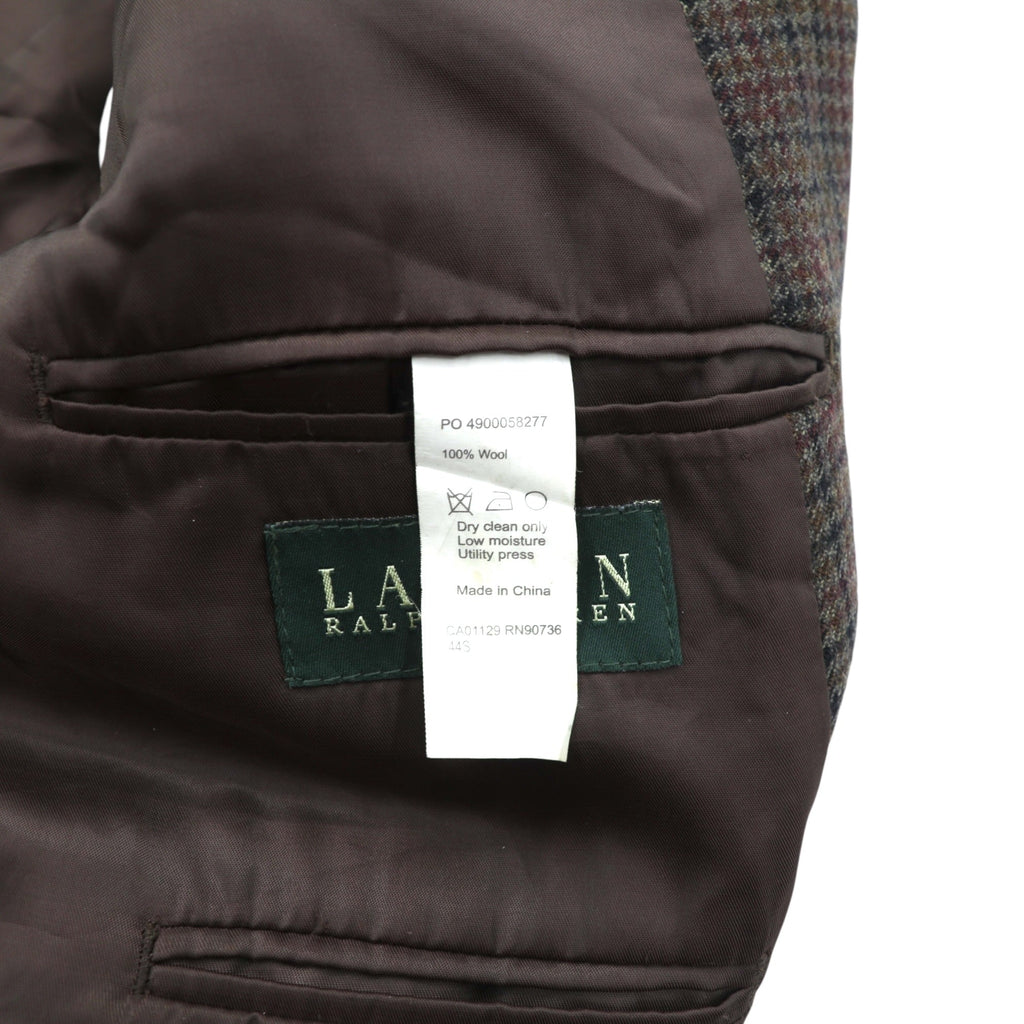 LAUREN RALPH 2B Tailored Jacket XL Brown Wool Check