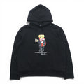 Polo Ralph Lauren ポロベア 前V プルオーバー パーカー L ブラック サイドポケット
