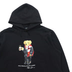 Polo Ralph Lauren ポロベア 前V プルオーバー パーカー L ブラック サイドポケット
