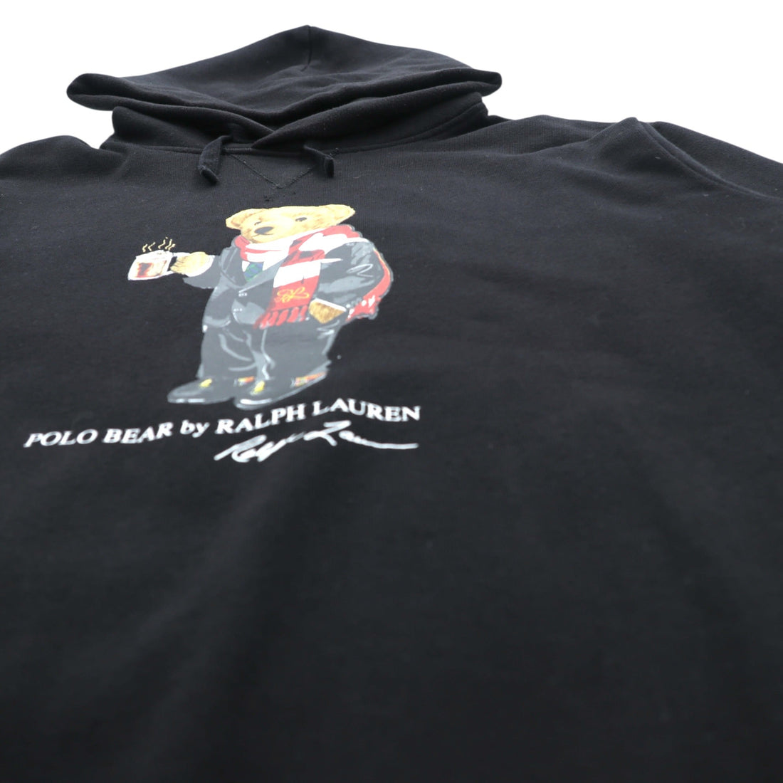 Polo Ralph Lauren ポロベア 前V プルオーバー パーカー L ブラック サイドポケット