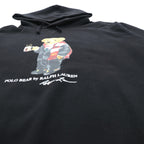 Polo Ralph Lauren ポロベア 前V プルオーバー パーカー L ブラック サイドポケット