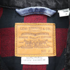 Levi's PREMIUM Type II Hybrid Trucker Jacket, Big E Denim Size M, Pleated, Reconstructed Buffalo Check Flannel, 77382-0000