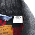 Levi's PREMIUM Type II Hybrid Trucker Jacket, Big E Denim Size M, Pleated, Reconstructed Buffalo Check Flannel, 77382-0000