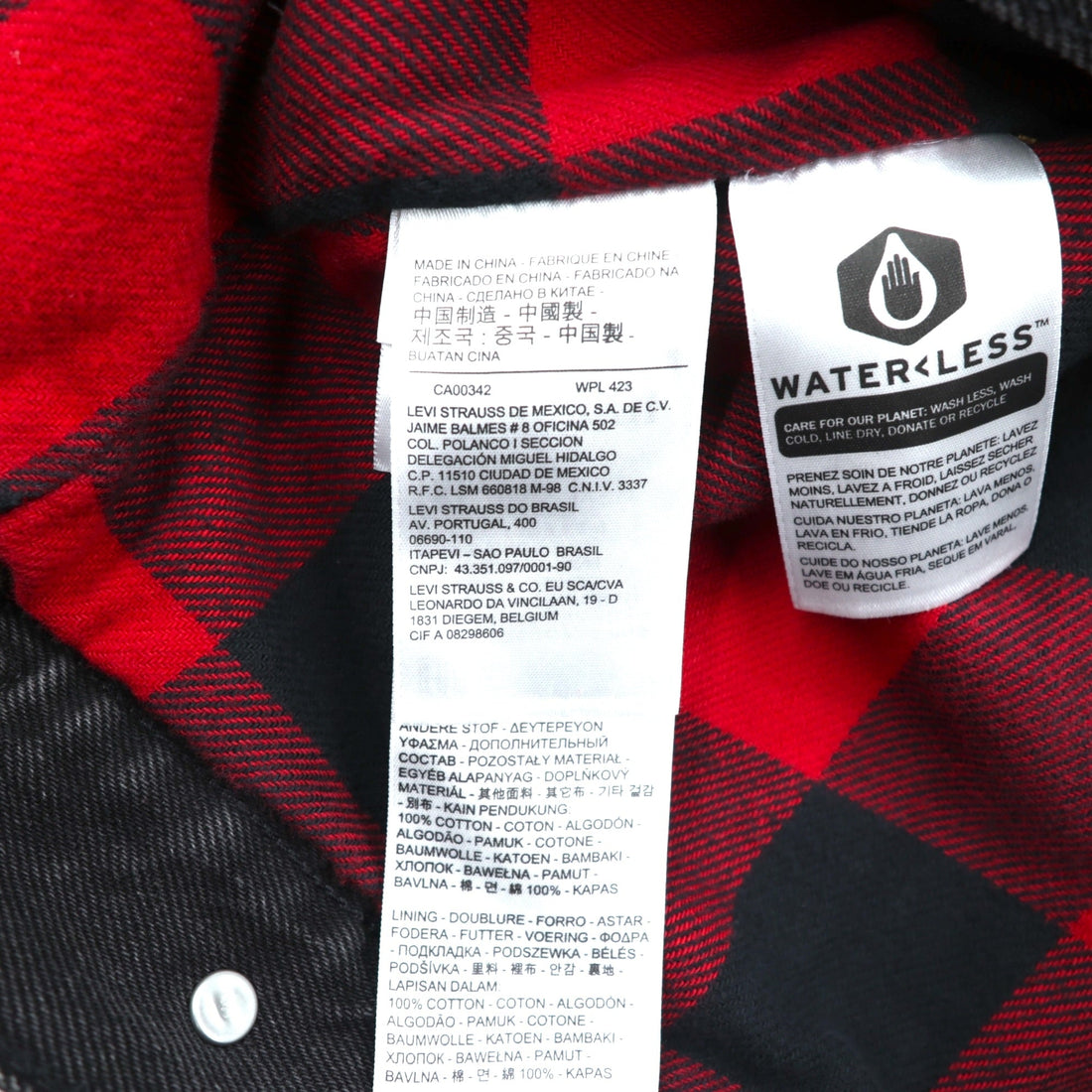 Levi's PREMIUM Type II Hybrid Trucker Jacket, Big E Denim Size M, Pleated, Reconstructed Buffalo Check Flannel, 77382-0000
