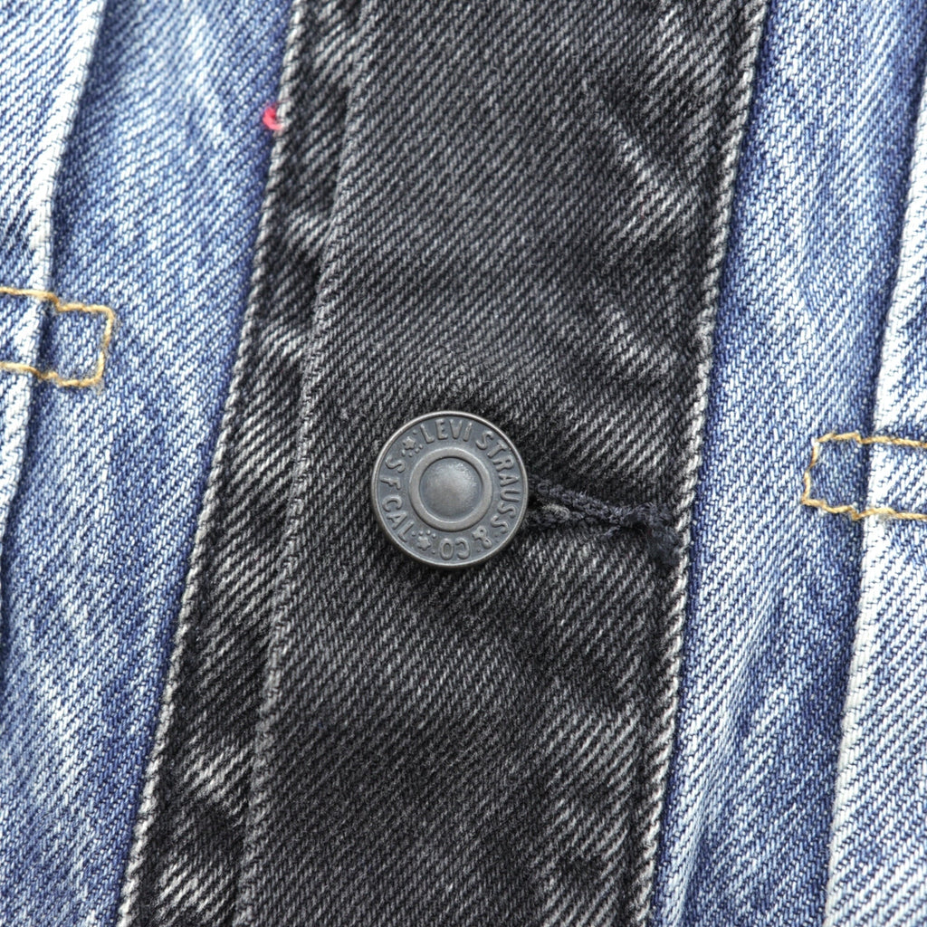 Levi's PREMIUM Type II Hybrid Trucker Jacket, Big E Denim Size M, Pleated, Reconstructed Buffalo Check Flannel, 77382-0000