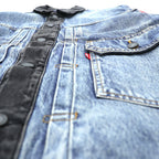 Levi's PREMIUM Type II Hybrid Trucker Jacket, Big E Denim Size M, Pleated, Reconstructed Buffalo Check Flannel, 77382-0000