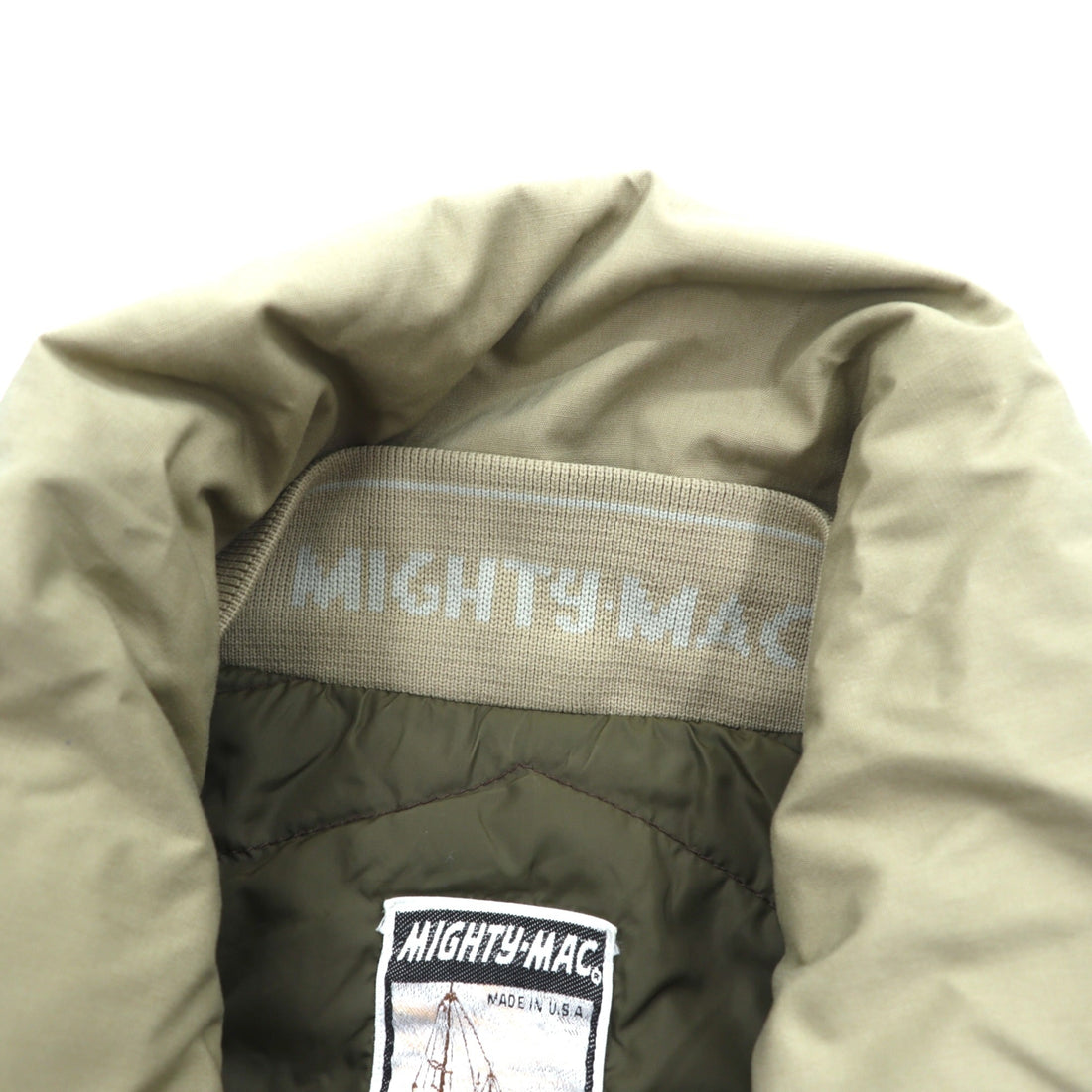 MIGHTY MAC 70年代 USA製 ヴィンテージ T字ジップ グース ダウンジャケット XL ベージュ ウエスト ドローコード