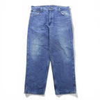 carhartt 90年代 リラックスフィット ネルライナー  デニムパンツ ジーンズ XL インディゴ 裏地チェック ライトウォッシュ
