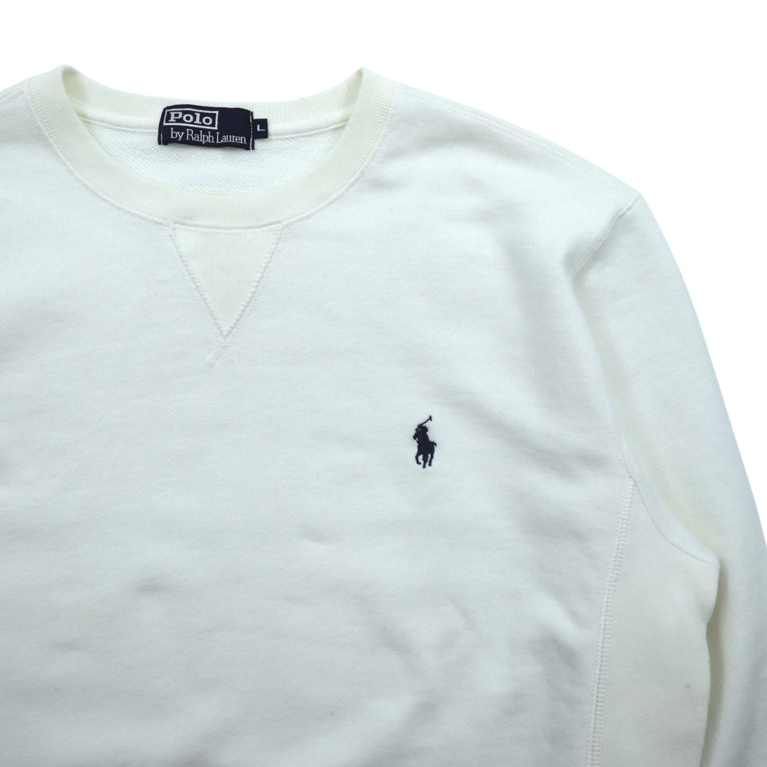 Polo Ralph Lauren 90年代 前V リバースウィーブ スウェット トレーナー L ホワイト スモールポニー刺繍