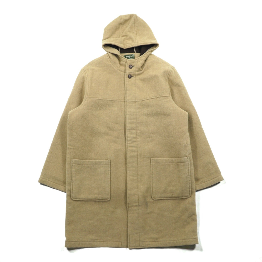 Eddie Bauer Duffle Coat, Large, Beige Wool, with Detachable Quilted Liner