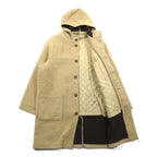 Eddie Bauer Duffle Coat, Large, Beige Wool, with Detachable Quilted Liner