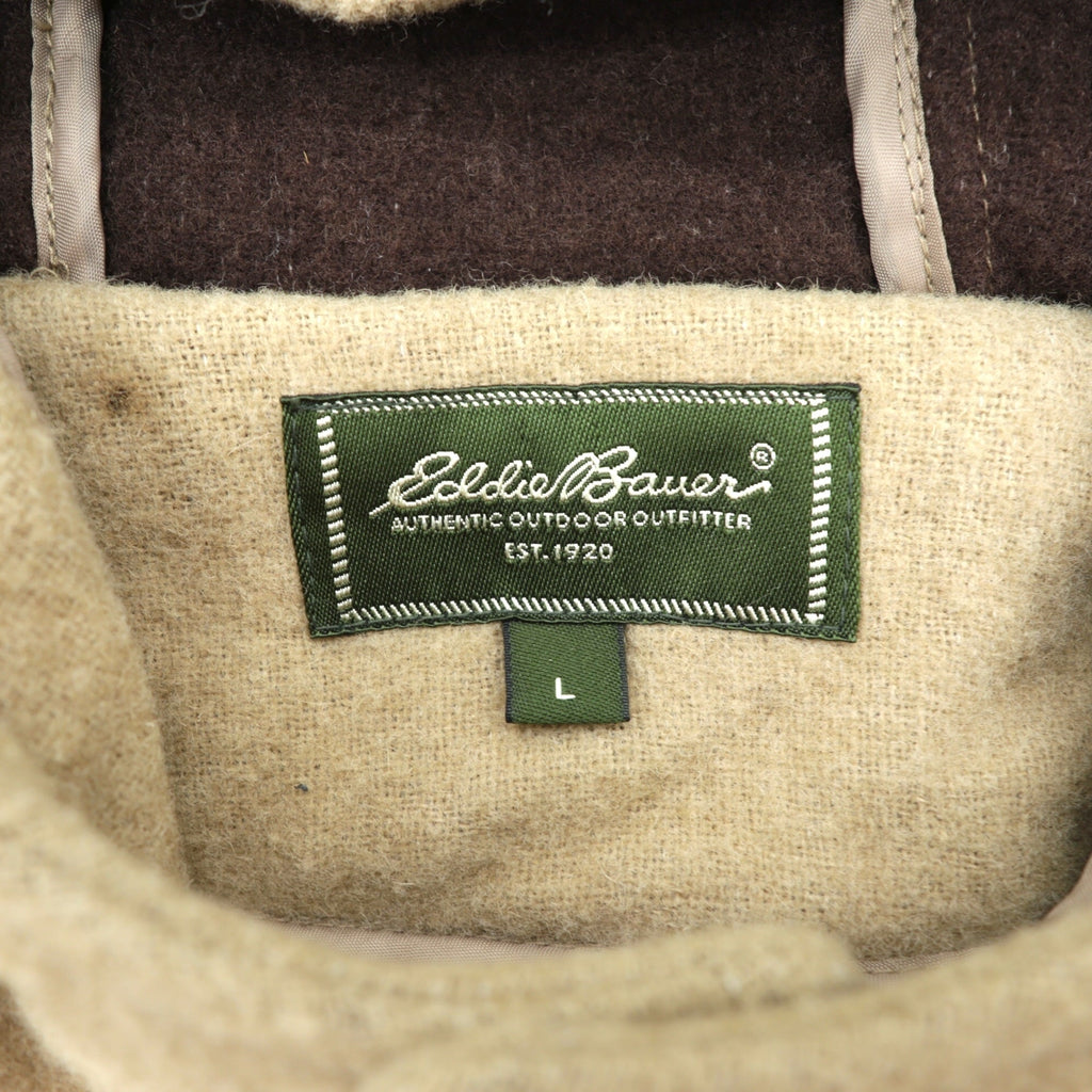 Eddie Bauer Duffle Coat, Large, Beige Wool, with Detachable Quilted Liner