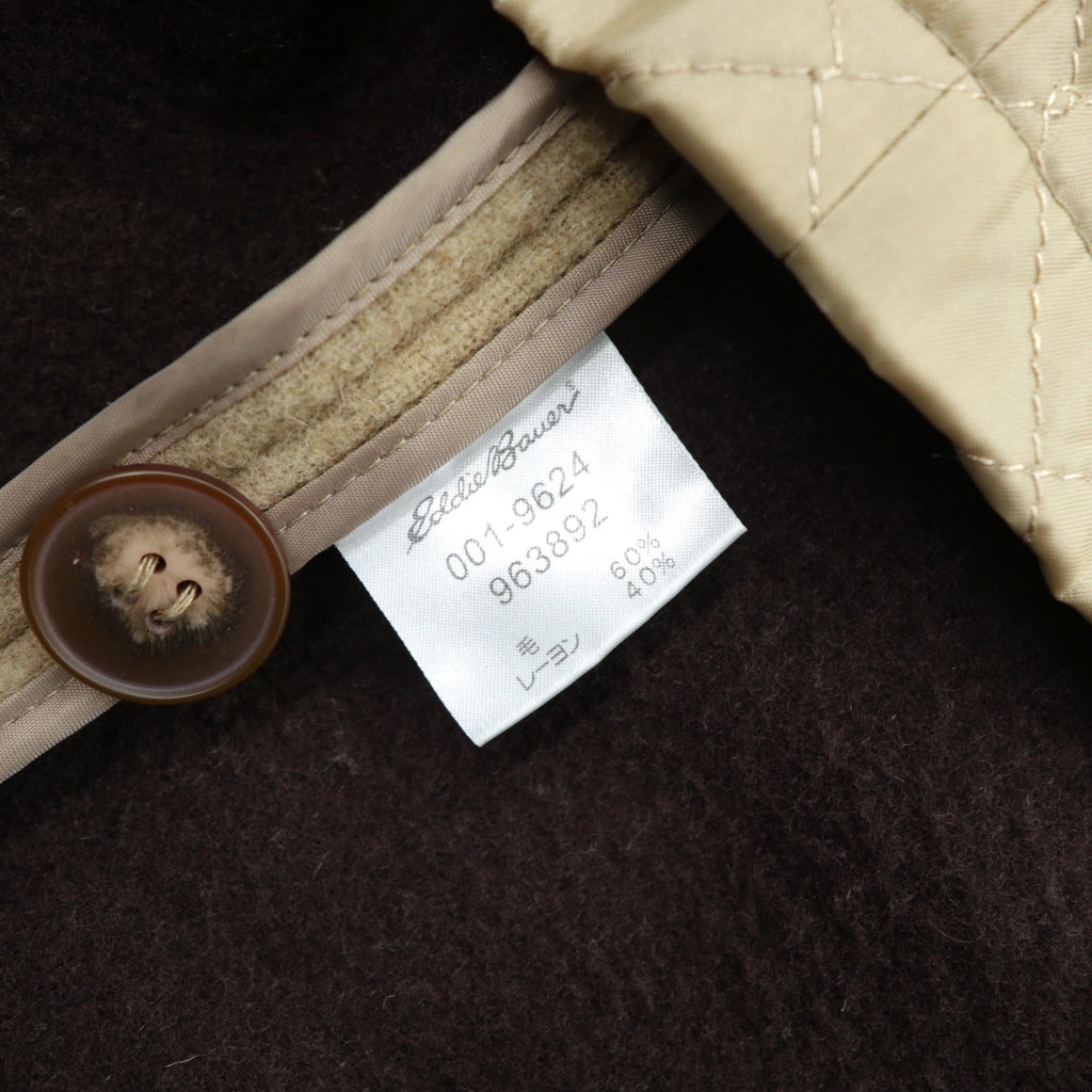 Eddie Bauer Duffle Coat, Large, Beige Wool, with Detachable Quilted Liner