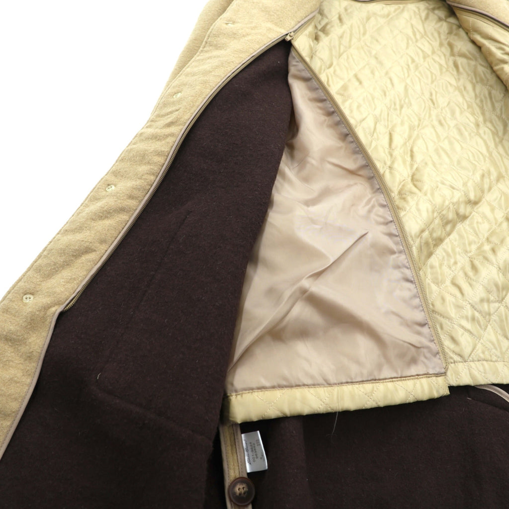 Eddie Bauer Duffle Coat, Large, Beige Wool, with Detachable Quilted Liner