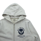 BUZZ RICKSON'S U.S. AIR FORCE Dye-In Print Zip Hoodie, Size M, Gray Cotton, LANGLEY, A.F. BASE, VIRGINIA