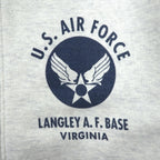 BUZZ RICKSON'S U.S. AIR FORCE Dye-In Print Zip Hoodie, Size M, Gray Cotton, LANGLEY, A.F. BASE, VIRGINIA