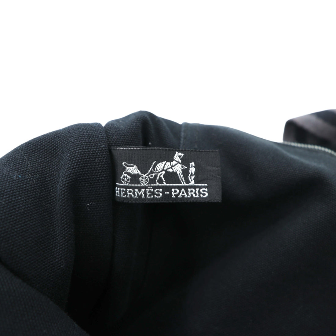 HERMES フランス製 フールトゥ MM トートバッグ ブラック コットン キャンバス