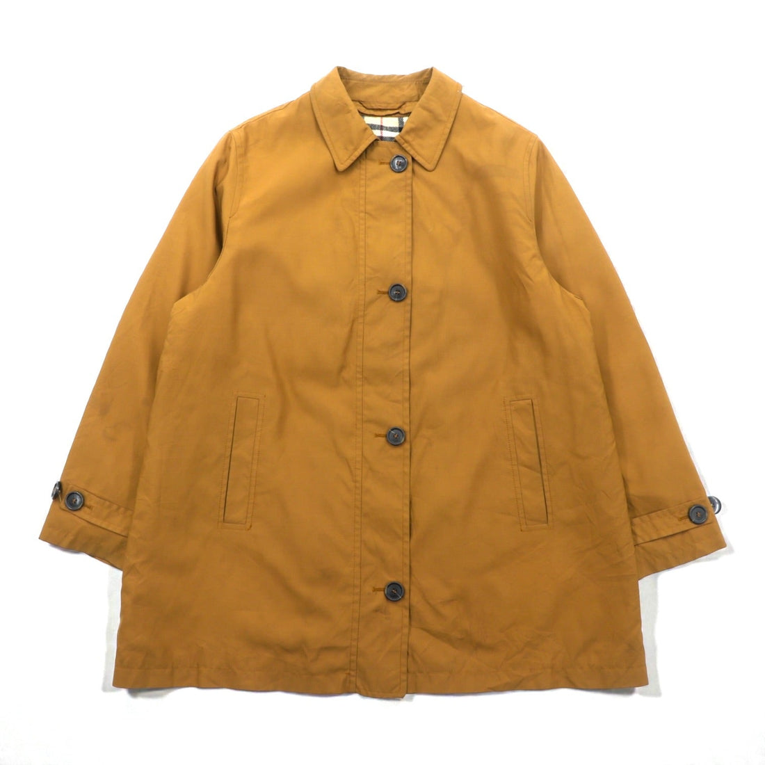 BURBERRY A-Line Soutien Collar Coat, XL, Brown Polyester, 6D6992, Nova Check, Removable Liner