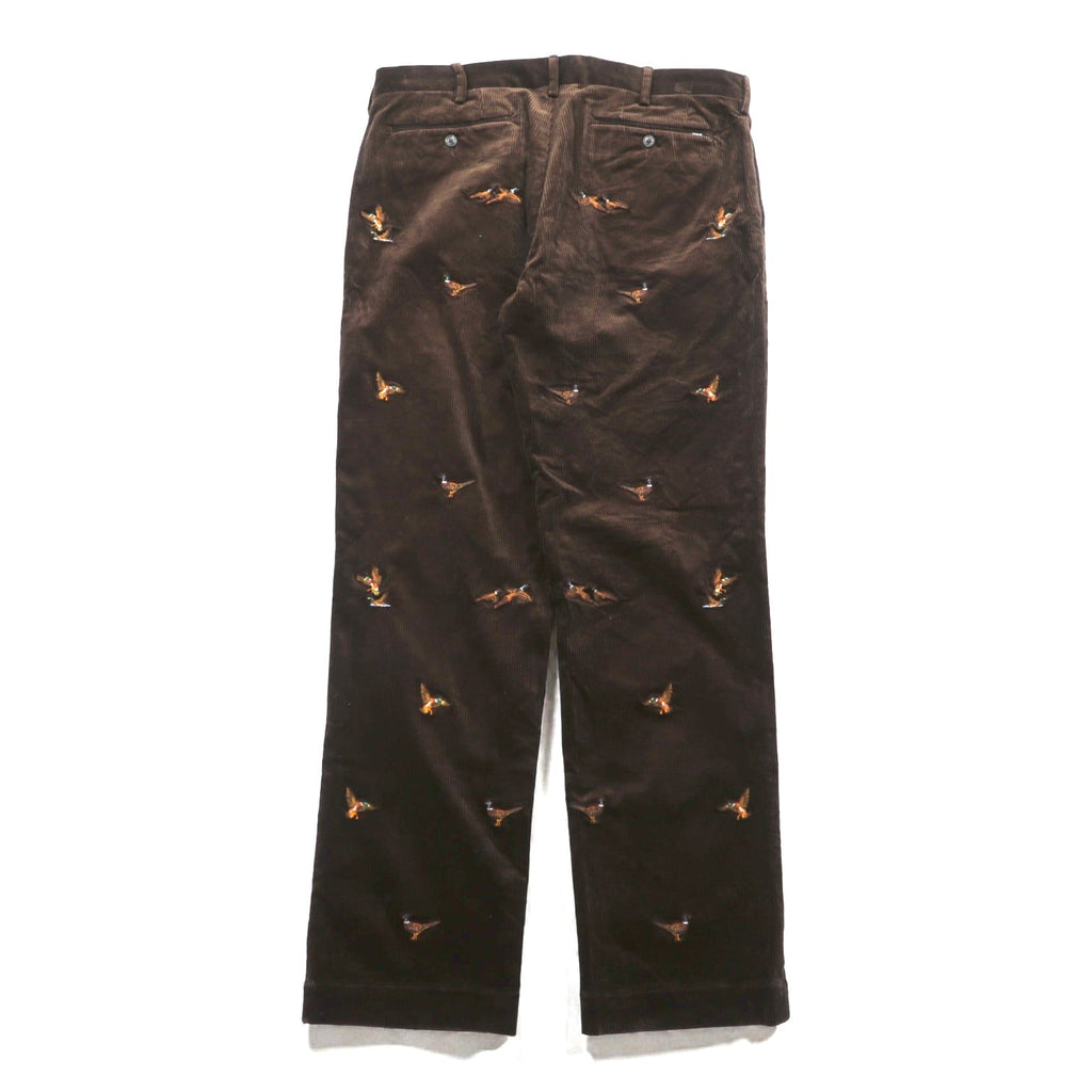 Polo Ralph Lauren CLASSIC FIT Corduroy Chino Pants Work L Brown Cotton Camo Embroidery