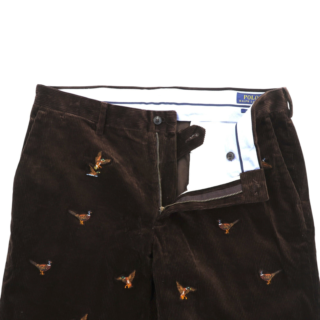 Polo Ralph Lauren CLASSIC FIT Corduroy Chino Pants Work L Brown Cotton Camo Embroidery