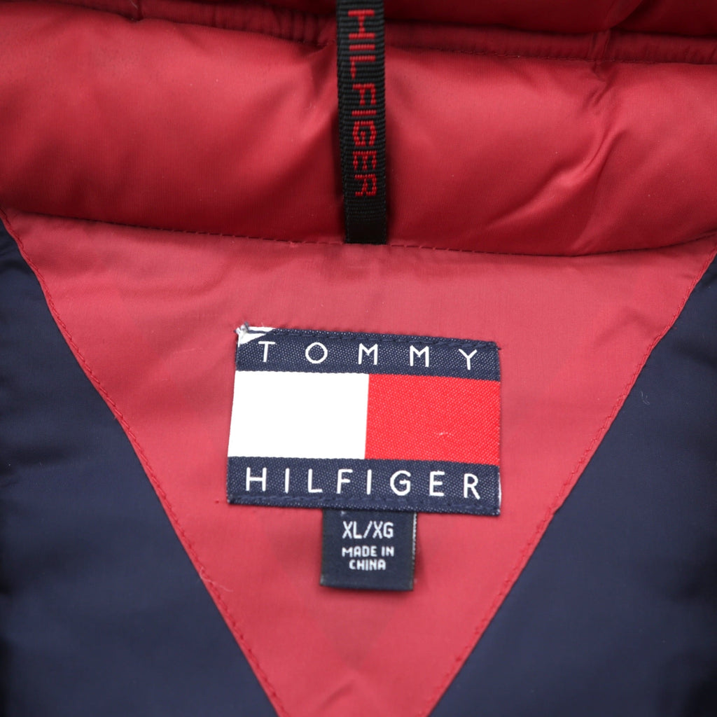 TOMMY HILFIGER 90年代 ボリューム ダウンジャケット XL レッド ドローコード ナイロン