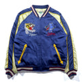 TEDMAN 90s Sukajan Souvenir Jacket, Large, Blue Nylon, TED COMPANY Tiger Print, US AIRBORNE Embroidery