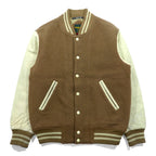McGREGOR 90s Made in Japan Varsity Jacket M Beige Wool Cowhide with Leather Sleeves