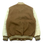 McGREGOR 90s Made in Japan Varsity Jacket M Beige Wool Cowhide with Leather Sleeves