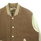 McGREGOR 90s Made in Japan Varsity Jacket M Beige Wool Cowhide with Leather Sleeves