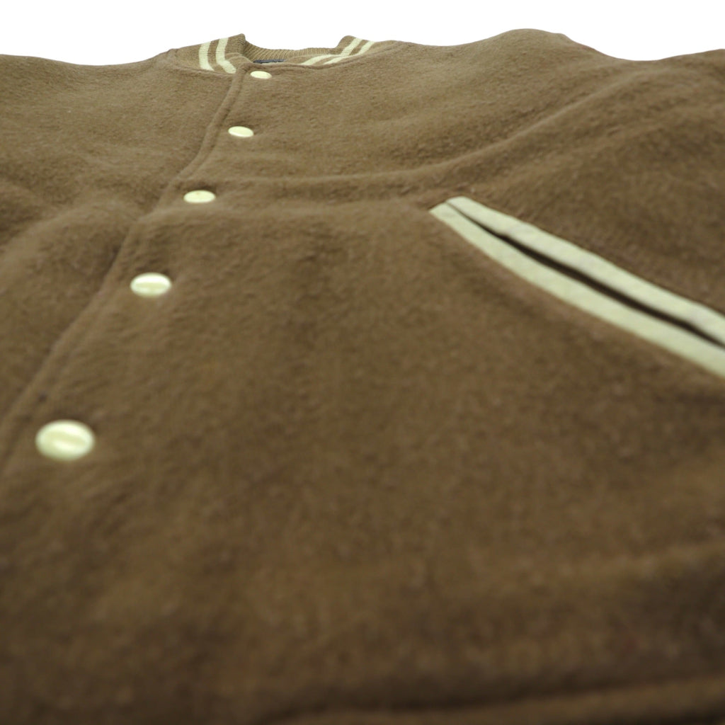 McGREGOR 90s Made in Japan Varsity Jacket M Beige Wool Cowhide with Leather Sleeves