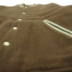 McGREGOR 90s Made in Japan Varsity Jacket M Beige Wool Cowhide with Leather Sleeves